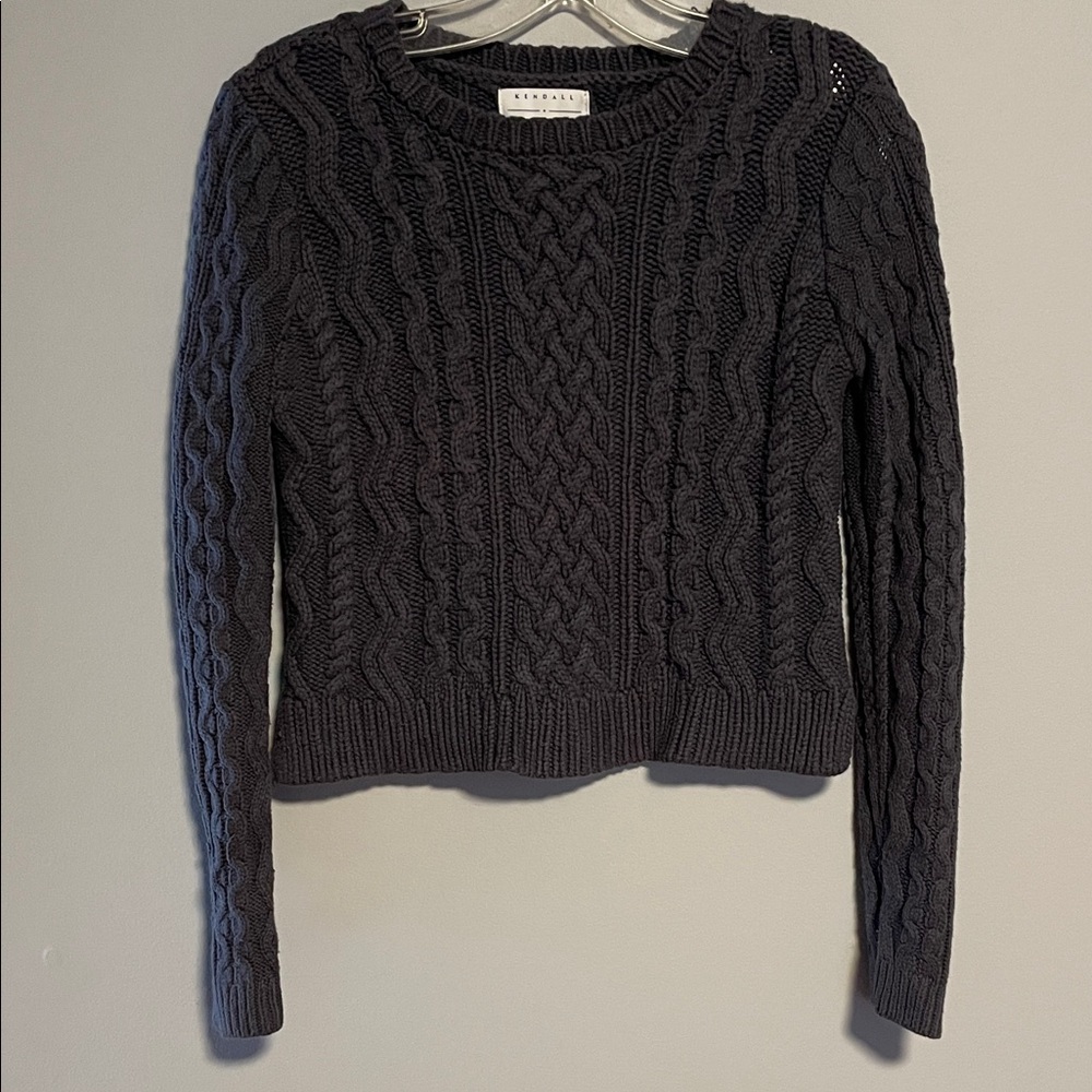 Kendall + Kylie Gray Cropped Knit Sweater Size Small